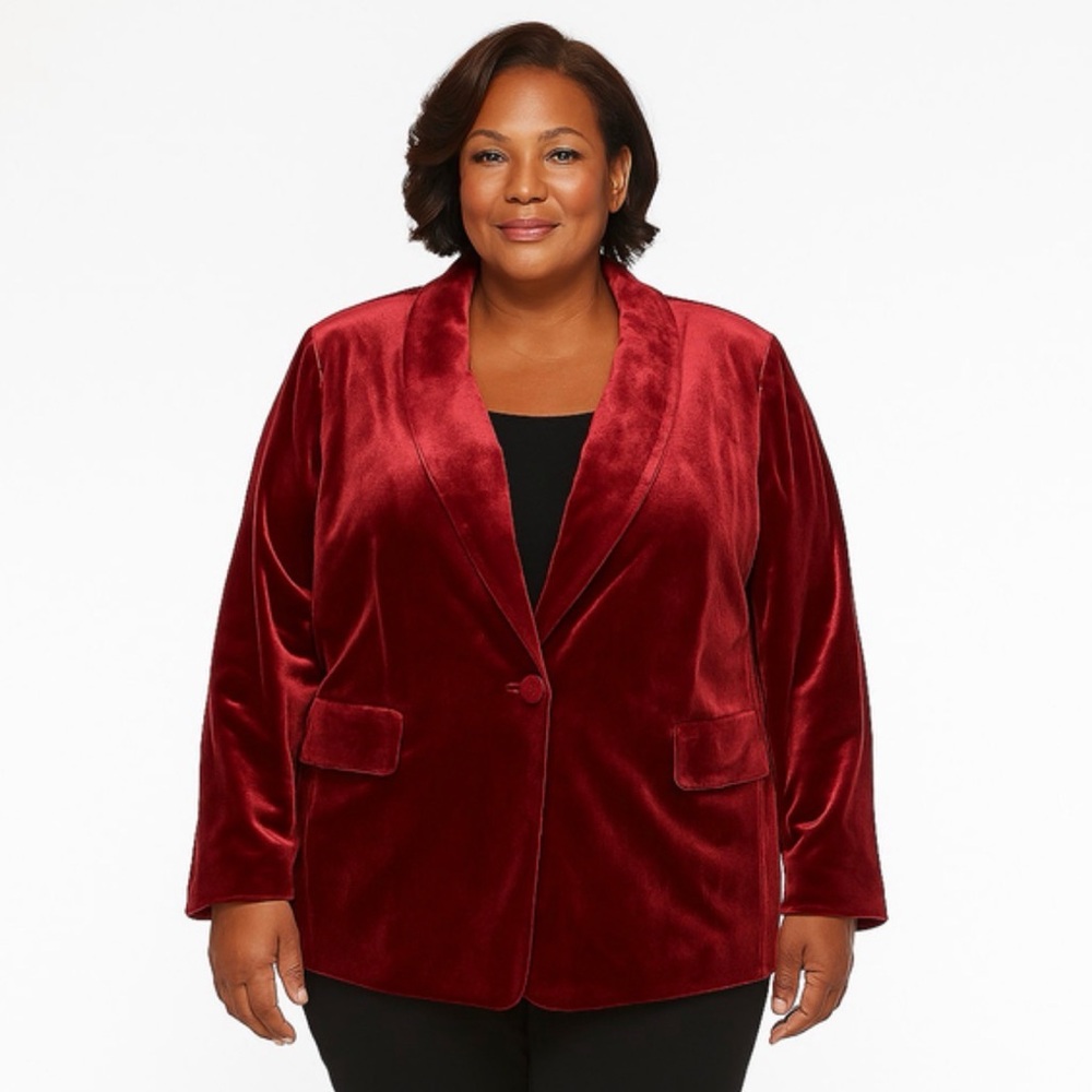 Eloquii Rich Red Velvet Blazer
